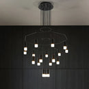GobekUsa Black LED Linear Chandelier for Dining Room, Lobby, and Home
