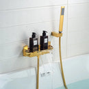 GobekUsa Brushed Gold Tub Shower Faucet Set with Waterfall Handheld Mixer