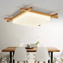 GobekUsa Japanese Wood Ceiling Light Tatami Lamp Flush Mount Living Room Bedroom Square