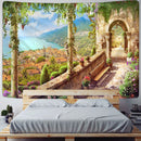 GobekUsa Green Plant Landscape Tapestry | Boho Wall Hanging for City Castle Hill