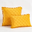 GobekUsa Corduroy Striped Pompom Pillowcase for Bedroom Sofa Living Room