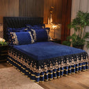 GobekUsa Crystal Velvet Bedspread Set with Super Soft Quilting & Lace Bedskirt