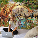 GobekUsa Lion Tapestry African Grassland Animals Cartoon Wall Hanging Blanket
