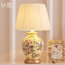GobekUsa Chinese Bird Flower Ceramic Table Lamp for Bedroom Living Room Bedside