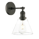 GobekUsa Funnel Flared Glass Clear Glass Shade Single Sconce Wall Lamp
