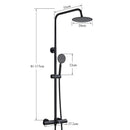 GobekUsa Black Shower Faucet Set with Thermostatic Control and 8" Rainfall Head