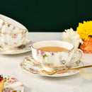 GobekUsa Elegant Flower Tea Cup Set with Spoon & Saucer
