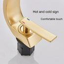 GobekUsa Brushed Gold Basin Faucet, Deck Mounted Wash Basin Mixer for Bathroom