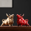 GobekUsa Bull Figurines: Porcelain Animal Statue for Home Office Decor
