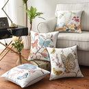 GobekUsa Butterfly Floral Cotton Embroidered Pillow Cover 45x45cm Home Decor Square