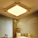 GobekUsa Japanese Wood Ceiling Light Tatami Lamp Flush Mount Living Room Bedroom Square