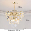 GobekUsa Gold Steel Crystal LED Pendant Light Fixture Luxe Round Hanging Lamp