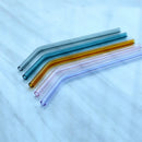 GobekUsa 6Pcs Colorful Glass Curved Juice Straws - Heat-resistant and Transparent