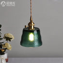 GobekUsa Green Glass LED Pendant Light - Japanese Style Nordic Copper Hanging Lamp