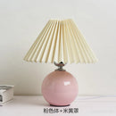 GobekUsa Japanese Ceramic Table Lamps Living Room Pleated Skirt Lampshade Warm Bedroom Lighting