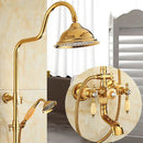GobekUsa Gold Brass Jade Bath Shower Set Wall Mounted Rainfall Hand Shower Faucet