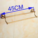 GobekUsa Antique Brass Double Towel Bar Rack - Solid Brass, 30-60cm