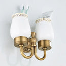 GobekUsa Brass Double Cup Holder with Glass Tumbler - Bathroom Toothbrush Cup Holder
