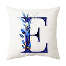 GobekUsa Blue Alphabet Flower Letter Pillowcase for Home Decor