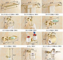 GobekUsa Brass Jade Bathroom Hardware Set: Corner Shelf, Paper Holder, Towel Bar, Soap Basket, Rack.
