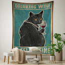 GobekUsa Black Cat Tarot Tapestry: Psychedelic Hippie Wall Hanging Room Decor