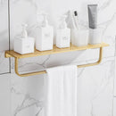 GobekUsa Brushed Gold Bathroom Set: Shelf, Towel Rack, Holder, Toilet Brush - Bath Hardware