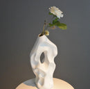 GobekUsa Black & White Abstract Ceramic Vase - Handcrafted Hollow Out Hole Design