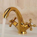 GobekUsa Antique Brass Double Handle Basin Mixer tap Robinet for Kitchen & Bathroom