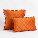 GobekUsa Corduroy Striped Pompom Pillowcase for Bedroom Sofa Living Room