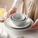 GobekUsa Heart Shaped Pearl Dinner Plate Set - Elegant Porcelain Tableware for Salad, Soup, Steak