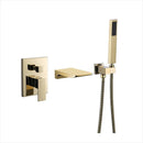 GobekUsa Gold Bathtub Shower Faucet Set with Handheld Waterfall & Mixer Tap
