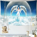 GobekUsa Angel Tapestry Wall Hanging: Blue Sky White Clouds Halo Bohemian Art Decor