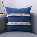 GobekUsa Boho Style Tassel Pillow Cover Set for Sofa Bed, Beige Grey Blue Yellow