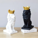GobekUsa Golden Crown Lion King Statue 17cm Height Nordic Handicraft Home Office Decor
