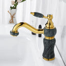 GobekUsa Gold Brass and Marble Bathroom Basin Faucet Cold Hot Water Mixer Sink Tap