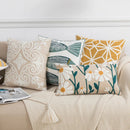 GobekUsa Embroidered Daisy Floral Fish Pillow Cover 45x45cm/30x50cm Yellow Blue