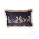 GobekUsa Leopard Cheetah Print Fringed Cushion Cover in Dark Green, Burgundy, Black