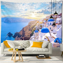 GobekUsa Castle Village Sunset Tapestry Wall Hanging - Fantasy City Landscape Wall Art