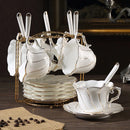 GobekUsa Gold Wave Bone China Tea Cup Set 200ml High-grade Porcelain Drinkware