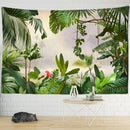GobekUsa Botanical Palm Leaf Green Tapestry | Tropical Rainforest Plant Wall Hanging