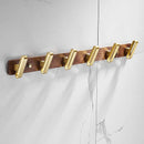 GobekUsa Brushed Gold Wood and Aluminum Robe Hook Towel Hanger for Bathroom and Kitchen
