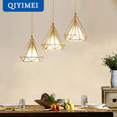 GobekUsa Gold Triangle Pendant Lights: Nordic Style 1head/3heads Metal Fixtures, Simple Décor Lighting