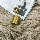 GobekUsa Khaki Beige Chunky Knit Wool Blanket