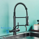 GobekUsa Black Pull Down Pure Water Kitchen Faucet Swivel Hot Cold Water Taps