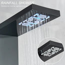 GobekUsa LED Light Shower Faucet System: Rainfall, Massage Jets, Waterfall Panel with Temperature Control