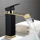 GobekUsa Gold White Waterfall Brass Bathroom Basin Faucet Mixer Tap Hot Cold Sink