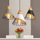 GobekUsa Industrial Loft Wood Pendant Light, Nordic Iron Hanging Lamp for Kitchen, Bedroom, Dining Room