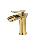 GobekUsa Gold Waterfall Bathroom Basin Faucet Mixer Tap Hot Cold White Sink