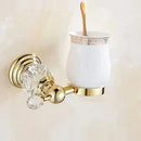 GobekUsa Gold Crystal Bathroom Accessories Set: Luxe Brass Bath Hardware Wall Mount Collection