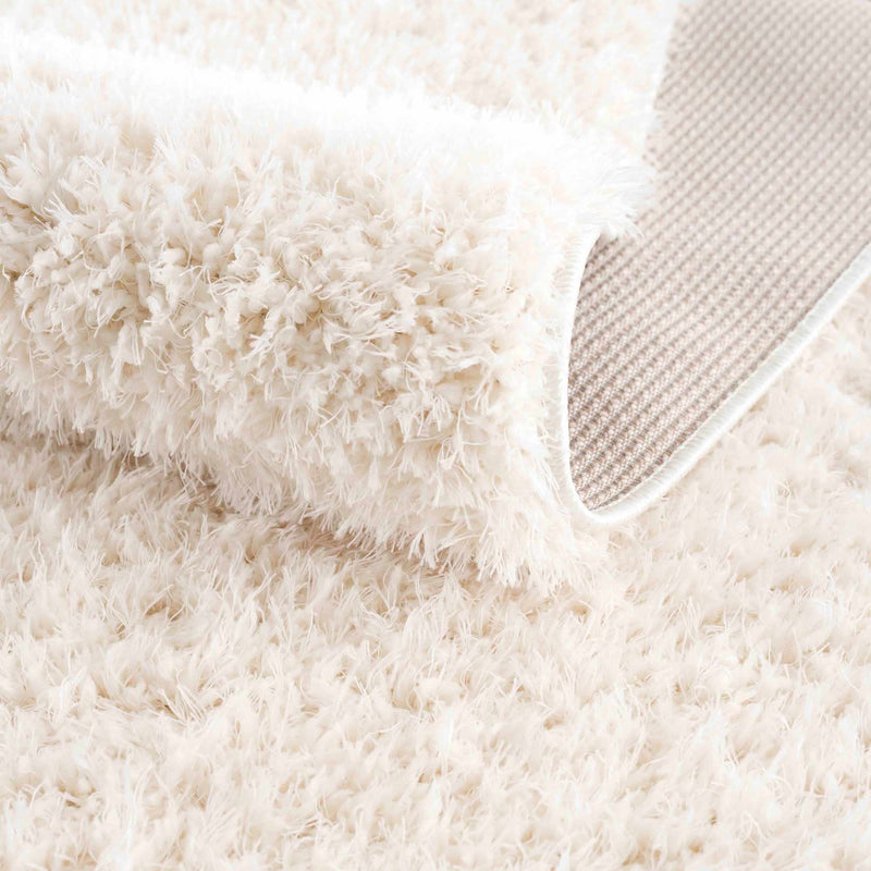 Faina Solid Cream Shag Rug Washable